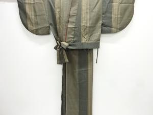 縞に花模様二部式小紋着物